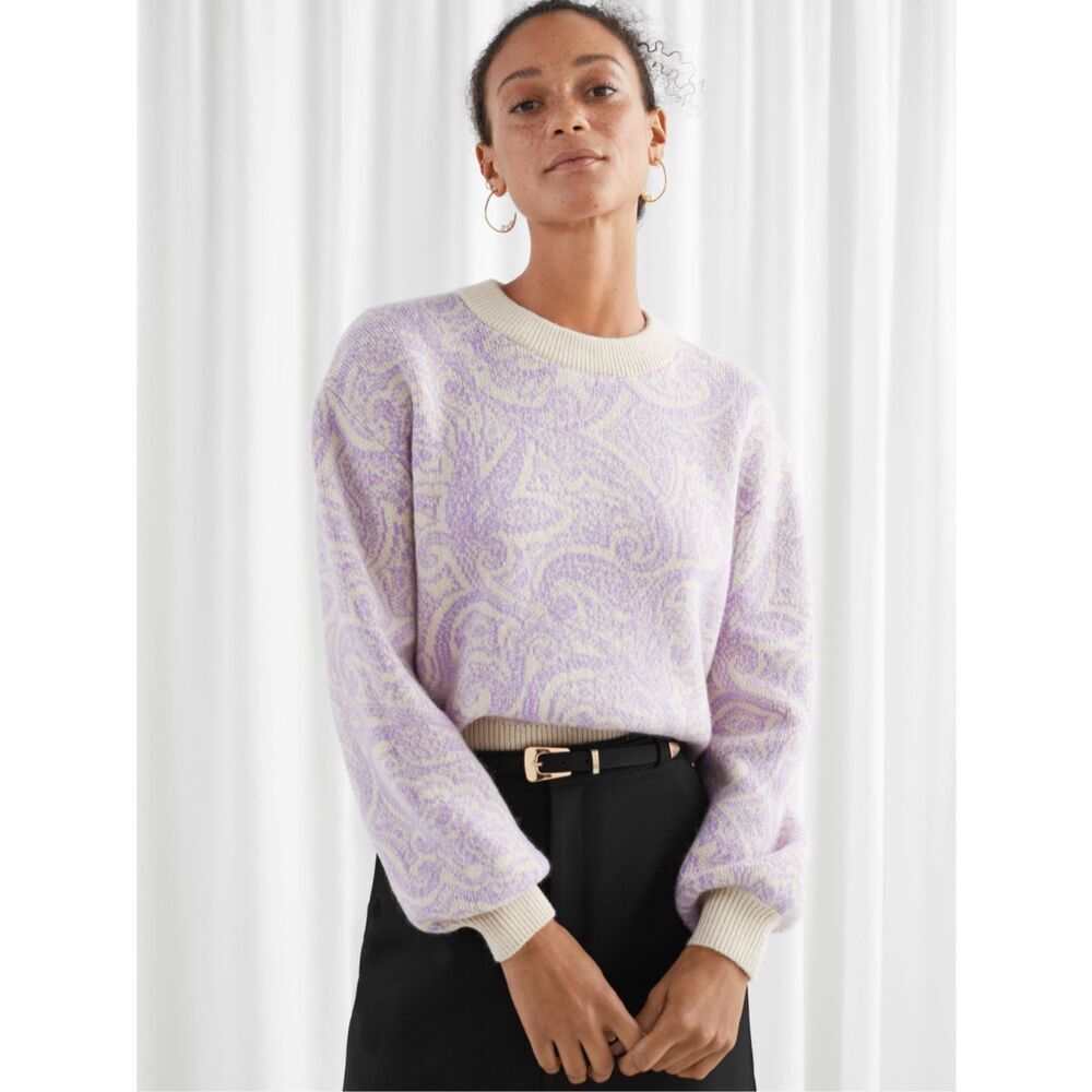 & Other Stories Paisley Jacquard Knitted Sweater small wool alpaca